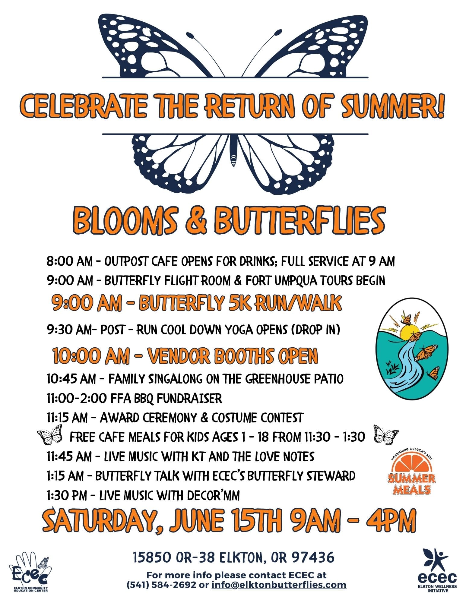 ECEC's Blooms and Butterflies 2024 event flier